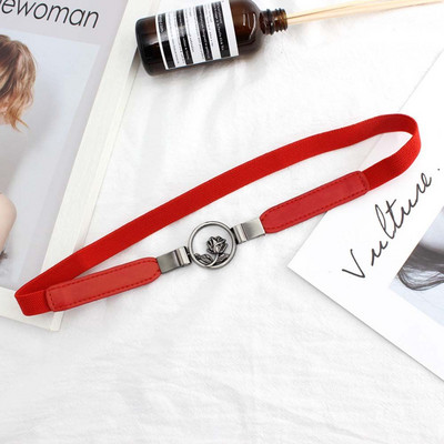 Divatos női öv rugalmas derékpánt Rózsa virág fekete kör csat kis övek vékony Cummerbund női ajándékok