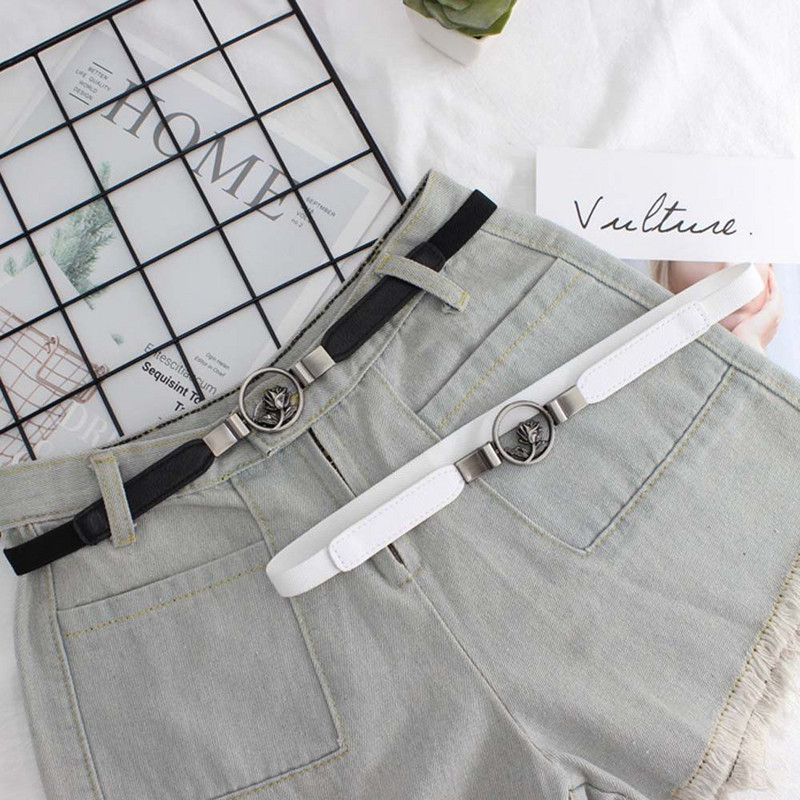 Divatos női öv rugalmas derékpánt Rózsa virág fekete kör csat kis övek vékony Cummerbund női ajándékok