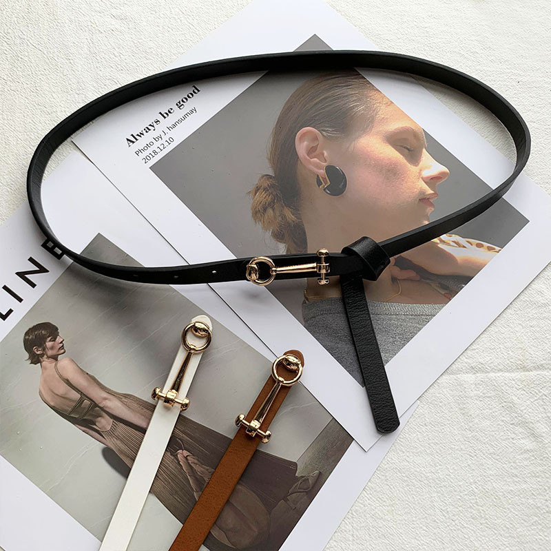 2023. Modni tanki remen za žene od PU kože, uski pojasevi oko struka, podesivi bijeli crni remen za ženske haljine