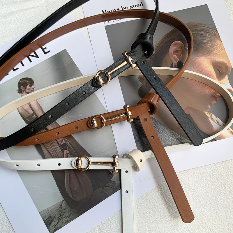 2023. Modni tanki remen za žene od PU kože, uski pojasevi oko struka, podesivi bijeli crni remen za ženske haljine