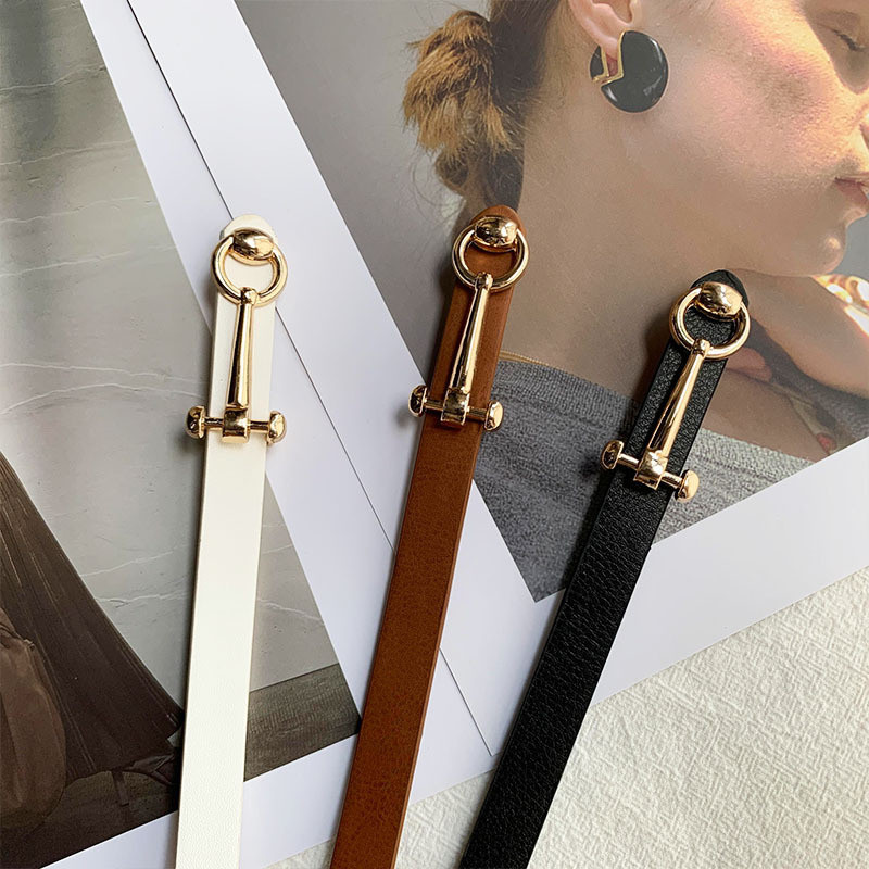 2023. Modni tanki remen za žene od PU kože, uski pojasevi oko struka, podesivi bijeli crni remen za ženske haljine