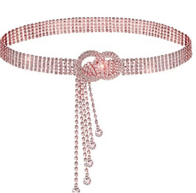 Sjajni dijamantski pojas oko struka Zlatno Srebrno Bijeli Modni jednobojni podesivi pojas Chic Streetwear Ženski nakit Pojasevi oko struka