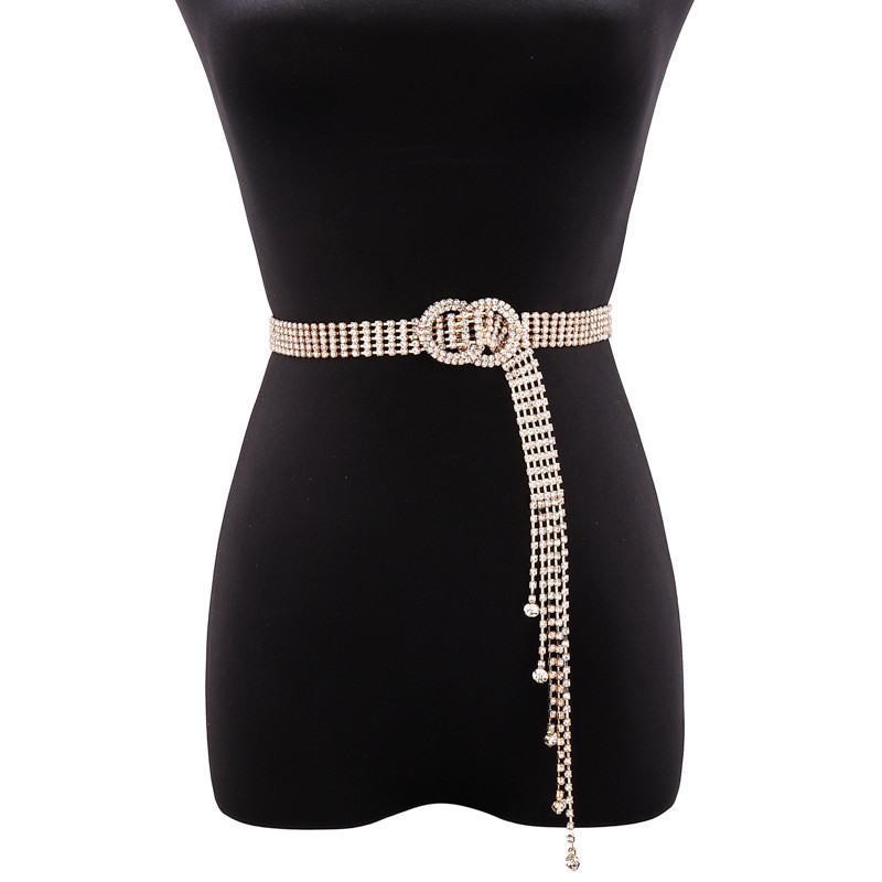 Sjajni dijamantski pojas oko struka Zlatno Srebrno Bijeli Modni jednobojni podesivi pojas Chic Streetwear Ženski nakit Pojasevi oko struka