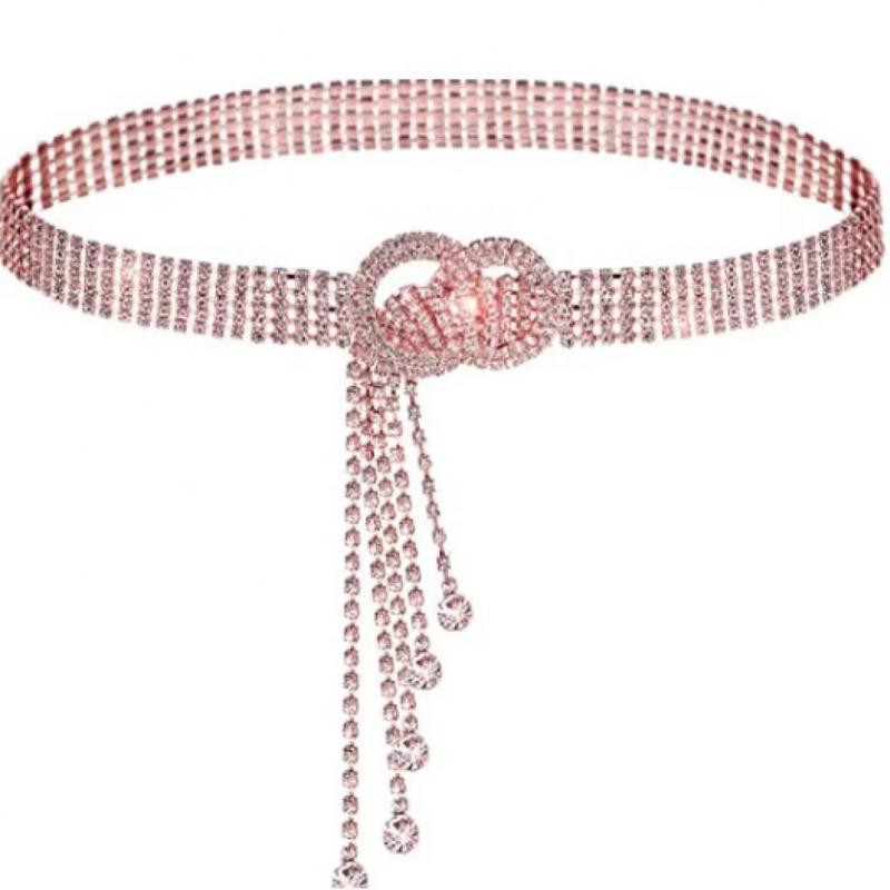 Sjajni dijamantski pojas oko struka Zlatno Srebrno Bijeli Modni jednobojni podesivi pojas Chic Streetwear Ženski nakit Pojasevi oko struka