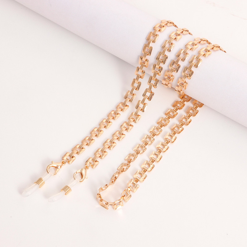 Lanț pentru ochelari din aliaj cu geometrie de culoare aurie, șnur pentru femei Suport mască pentru ochelari, lanț pentru ochelari, șnur anti-pierdere, bijuterii de modă 2022