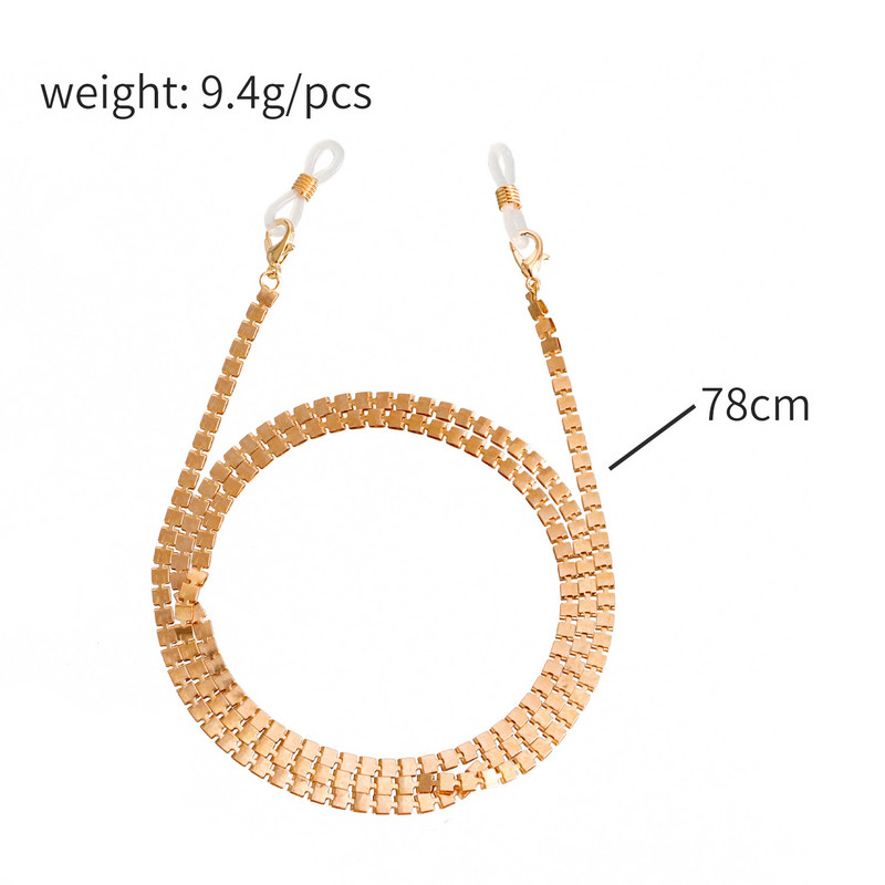 Lanț pentru ochelari din aliaj cu geometrie de culoare aurie, șnur pentru femei Suport mască pentru ochelari, lanț pentru ochelari, șnur anti-pierdere, bijuterii de modă 2022