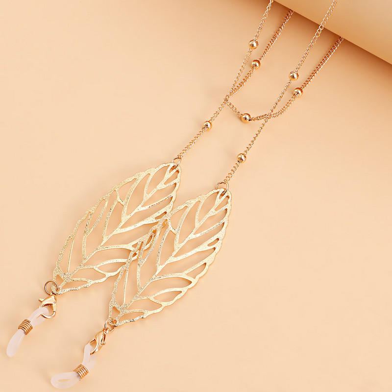 Lanț din frunze de inimă goală din aliaj pentru mască Lanț pentru ochelari Lanț pentru ochelari de soare Curele pentru mască Colier pentru femei Suport pentru gât Curea de frânghie