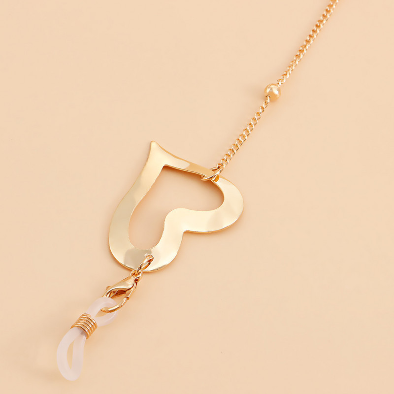 Lanț din frunze de inimă goală din aliaj pentru mască Lanț pentru ochelari Lanț pentru ochelari de soare Curele pentru mască Colier pentru femei Suport pentru gât Curea de frânghie