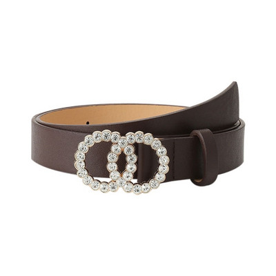 Ležerna divlja suknja Elegantna dvostruka prstenasta kopča Pojas za hlače Trake za ženske haljine Remeni s dva kruga Dijamant Kožni remen