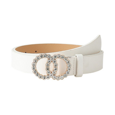 Ležerna divlja suknja Elegantna dvostruka prstenasta kopča Pojas za hlače Trake za ženske haljine Remeni s dva kruga Dijamant Kožni remen