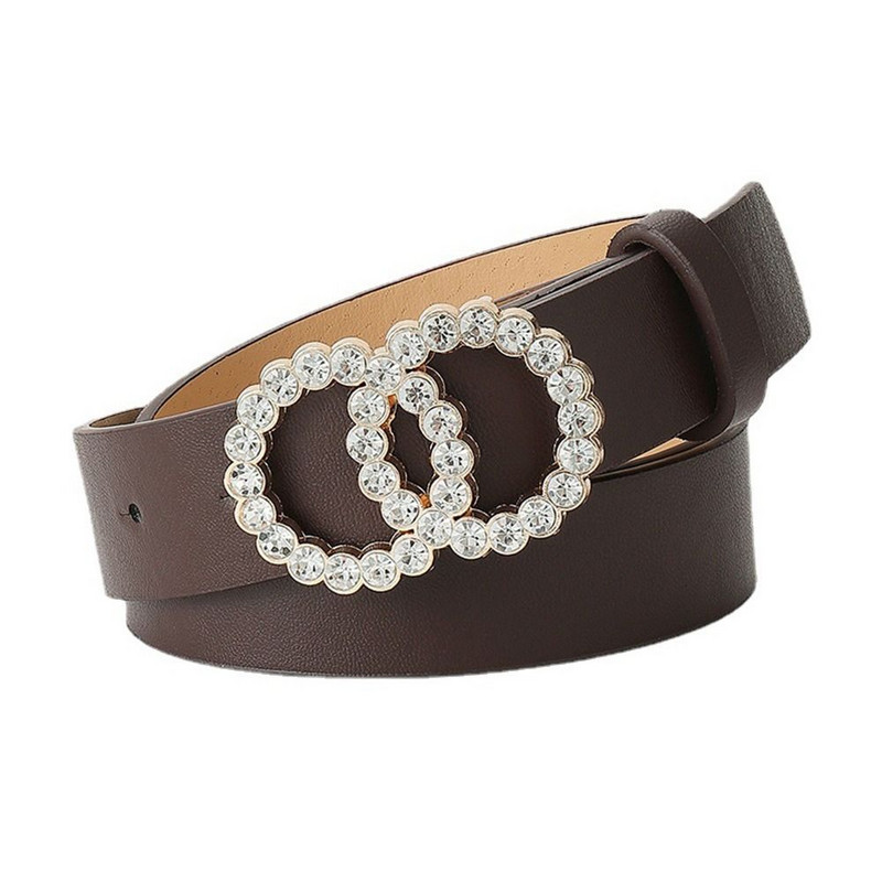 Ležerna divlja suknja Elegantna dvostruka prstenasta kopča Pojas za hlače Trake za ženske haljine Remeni s dva kruga Dijamant Kožni remen