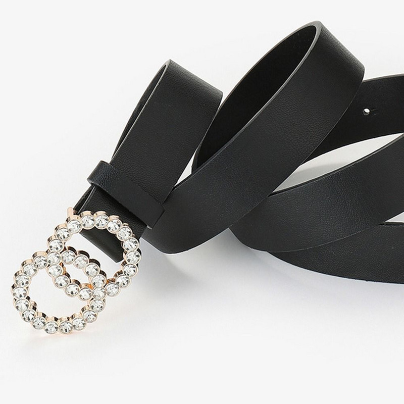 Ležerna divlja suknja Elegantna dvostruka prstenasta kopča Pojas za hlače Trake za ženske haljine Remeni s dva kruga Dijamant Kožni remen