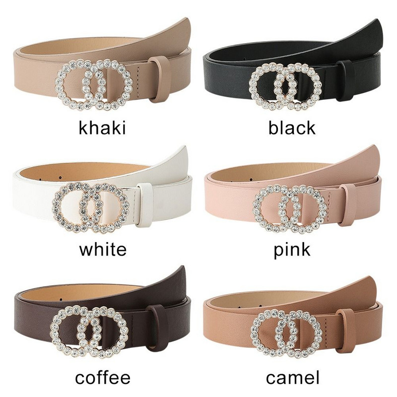 Ležerna divlja suknja Elegantna dvostruka prstenasta kopča Pojas za hlače Trake za ženske haljine Remeni s dva kruga Dijamant Kožni remen