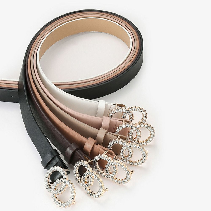 Ležerna divlja suknja Elegantna dvostruka prstenasta kopča Pojas za hlače Trake za ženske haljine Remeni s dva kruga Dijamant Kožni remen