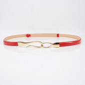 Új divatos női öv Stílusos Állítható vékony női öv megfelelő ruha díszít Lakkbőr derékpánt piros ceinture femme