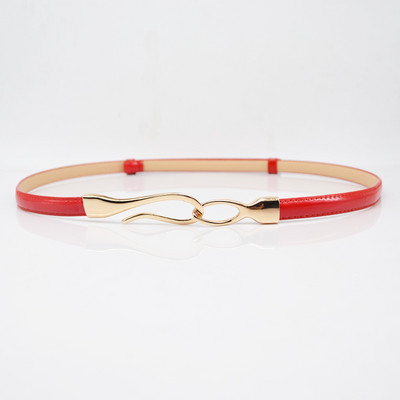 Új divatos női öv Stílusos Állítható vékony női öv megfelelő ruha díszít Lakkbőr derékpánt piros ceinture femme