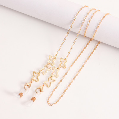 Fluturi goale Lanțuri din aliaj Ochelari Snur pentru femei Culoare aurie Suport mască Snur Anti-pierdere 2022 Bijuterii de modă Simplu