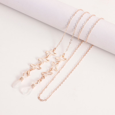 Fluturi goale Lanțuri din aliaj Ochelari Snur pentru femei Culoare aurie Suport mască Snur Anti-pierdere 2022 Bijuterii de modă Simplu