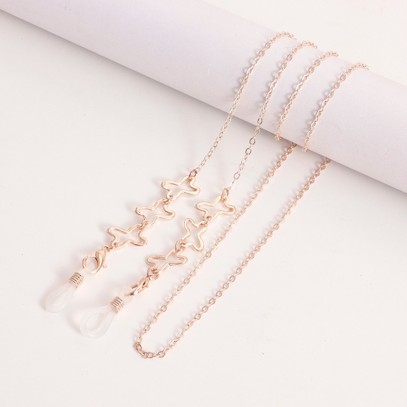 Fluturi goale Lanțuri din aliaj Ochelari Snur pentru femei Culoare aurie Suport mască Snur Anti-pierdere 2022 Bijuterii de modă Simplu