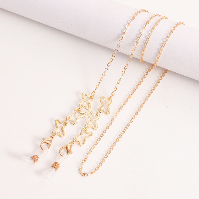 Fluturi goale Lanțuri din aliaj Ochelari Snur pentru femei Culoare aurie Suport mască Snur Anti-pierdere 2022 Bijuterii de modă Simplu