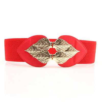 Új, egyedi levelű, arany csatos öv, női divatos sztreccs fém övek Női farmer ruha derékpánt Ins 2022