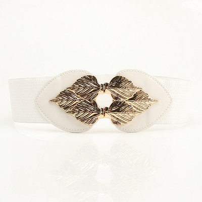 Új, egyedi levelű, arany csatos öv, női divatos sztreccs fém övek Női farmer ruha derékpánt Ins 2022