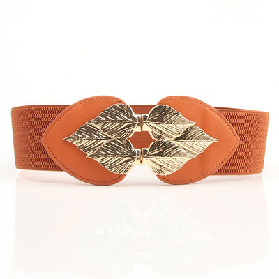 Új, egyedi levelű, arany csatos öv, női divatos sztreccs fém övek Női farmer ruha derékpánt Ins 2022