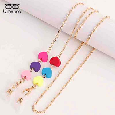 75CM drăguț colorat mărgele aurii ochelari lanțuri pentru femei ceramică moale acrilic copii fete ochelari de soare mască suport bijuterii frânghie