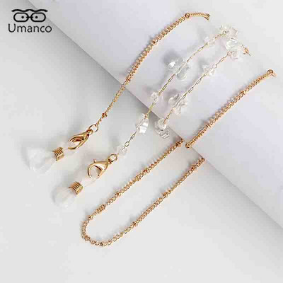 76 cm zlatni cvijet tratinčice, kristalne perle, privjesak, lančići za naočale za žene protiv klizanja, viseći držač za masku oko vrata, lančić za sunčane naočale