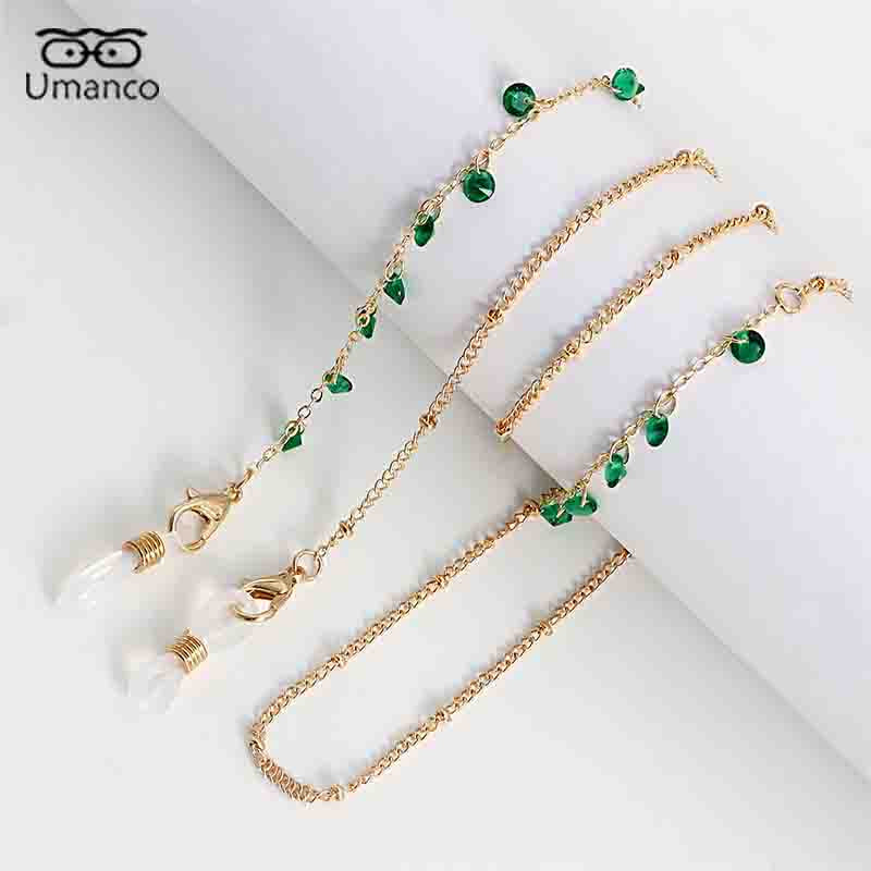 76 cm zlatni cvijet tratinčice, kristalne perle, privjesak, lančići za naočale za žene protiv klizanja, viseći držač za masku oko vrata, lančić za sunčane naočale