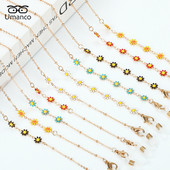 Modni ženski lanac za sunčane naočale s uljnim kapanjem u obliku cvijeta tratinčice Zlatni metalni lanac za masku za naočale Uzica protiv klizanja Vrpca za naočale oko vrata