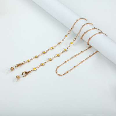 Modni ženski lanac za sunčane naočale s uljnim kapanjem u obliku cvijeta tratinčice Zlatni metalni lanac za masku za naočale Uzica protiv klizanja Vrpca za naočale oko vrata