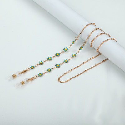 Modni ženski lanac za sunčane naočale s uljnim kapanjem u obliku cvijeta tratinčice Zlatni metalni lanac za masku za naočale Uzica protiv klizanja Vrpca za naočale oko vrata