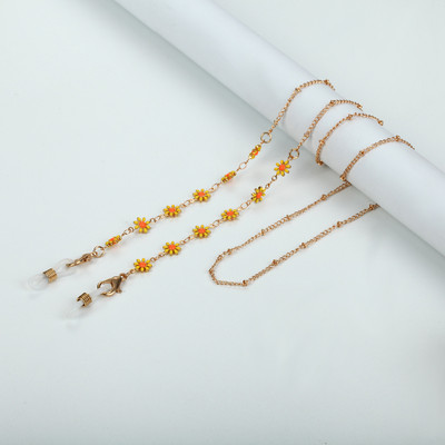 Modni ženski lanac za sunčane naočale s uljnim kapanjem u obliku cvijeta tratinčice Zlatni metalni lanac za masku za naočale Uzica protiv klizanja Vrpca za naočale oko vrata