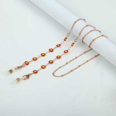 Modni ženski lanac za sunčane naočale s uljnim kapanjem u obliku cvijeta tratinčice Zlatni metalni lanac za masku za naočale Uzica protiv klizanja Vrpca za naočale oko vrata