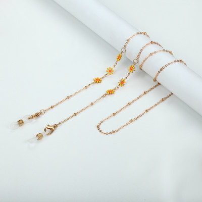 Modni ženski lanac za sunčane naočale s uljnim kapanjem u obliku cvijeta tratinčice Zlatni metalni lanac za masku za naočale Uzica protiv klizanja Vrpca za naočale oko vrata