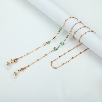 Modni ženski lanac za sunčane naočale s uljnim kapanjem u obliku cvijeta tratinčice Zlatni metalni lanac za masku za naočale Uzica protiv klizanja Vrpca za naočale oko vrata