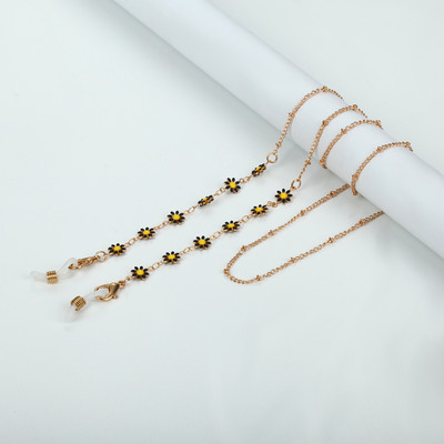 Modni ženski lanac za sunčane naočale s uljnim kapanjem u obliku cvijeta tratinčice Zlatni metalni lanac za masku za naočale Uzica protiv klizanja Vrpca za naočale oko vrata