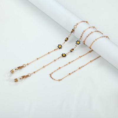 Modni ženski lanac za sunčane naočale s uljnim kapanjem u obliku cvijeta tratinčice Zlatni metalni lanac za masku za naočale Uzica protiv klizanja Vrpca za naočale oko vrata