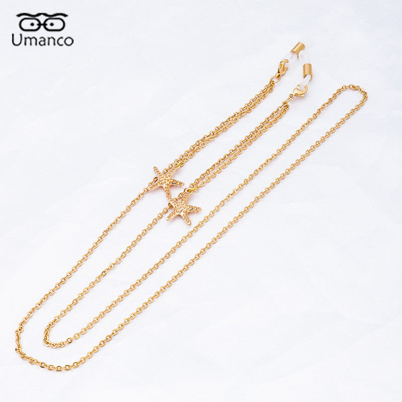 Naistele mõeldud kuldmaski prillekett Ocean Stari ripatsiga Päikeseprillide kett, kaelarihm Trendikas ehtetarvikud