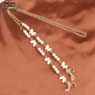 68cm elegantni šareni leptir biserni lanac za naočale za žene Zlatna metalna maska lančići za sunčane naočale Protuklizna uzica za naočale