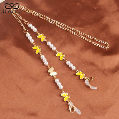 68cm elegantni šareni leptir biserni lanac za naočale za žene Zlatna metalna maska lančići za sunčane naočale Protuklizna uzica za naočale