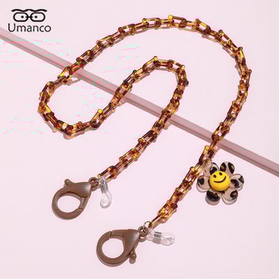 58cm Punk Leopard Print Päevalille Ripats Prillide Kett Naiste Mood Retro Libisemisvastane Akrüülmask Päikeseprillid Ketid Juhtme