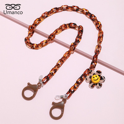 58cm Punk Leopard Print Päevalille Ripats Prillide Kett Naiste Mood Retro Libisemisvastane Akrüülmask Päikeseprillid Ketid Juhtme