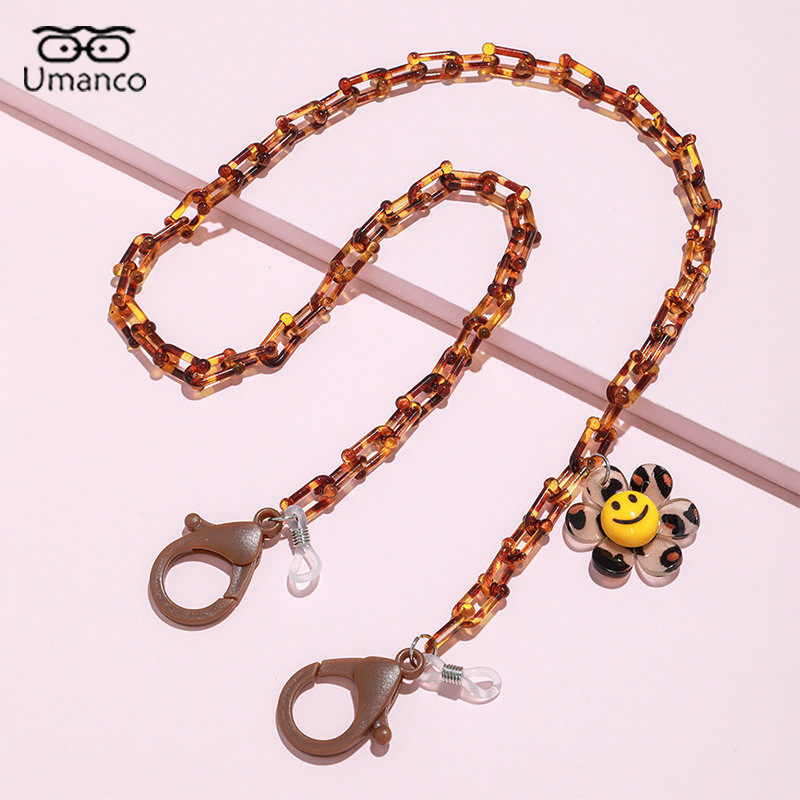 58cm Punk Leopard Print Päevalille Ripats Prillide Kett Naiste Mood Retro Libisemisvastane Akrüülmask Päikeseprillid Ketid Juhtme