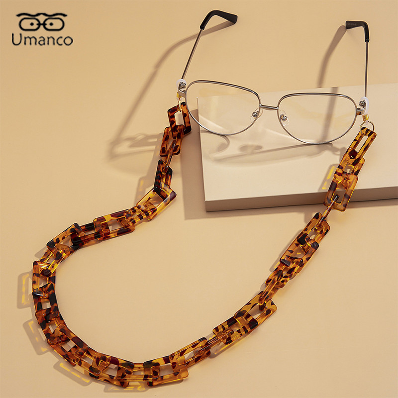 2021. gada vintage akrila panku briļļu ķēde sievietēm, acetāta leoparda apdruka, moderna piekarināma kakla saulesbriļļu ķēde, vienkārši aksesuāri