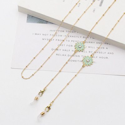 Auksinė metalinė kaukė akinių grandinėlė moterims su alyvos lašeliu Dassiy pakabukas INS saulės akinių grandinėlė kabantis papuošalų priedai