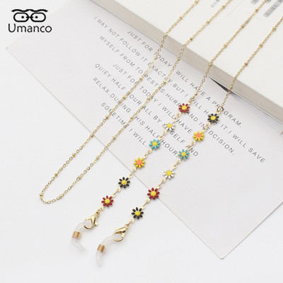 Auksinė metalinė kaukė akinių grandinėlė moterims su alyvos lašeliu Dassiy pakabukas INS saulės akinių grandinėlė kabantis papuošalų priedai