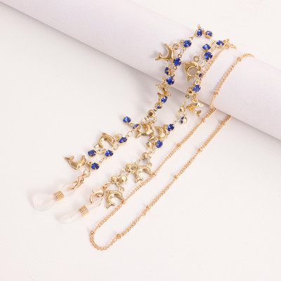 Auksinė metalinė kaukė akinių grandinėlė moterims su alyvos lašeliu Dassiy pakabukas INS saulės akinių grandinėlė kabantis papuošalų priedai