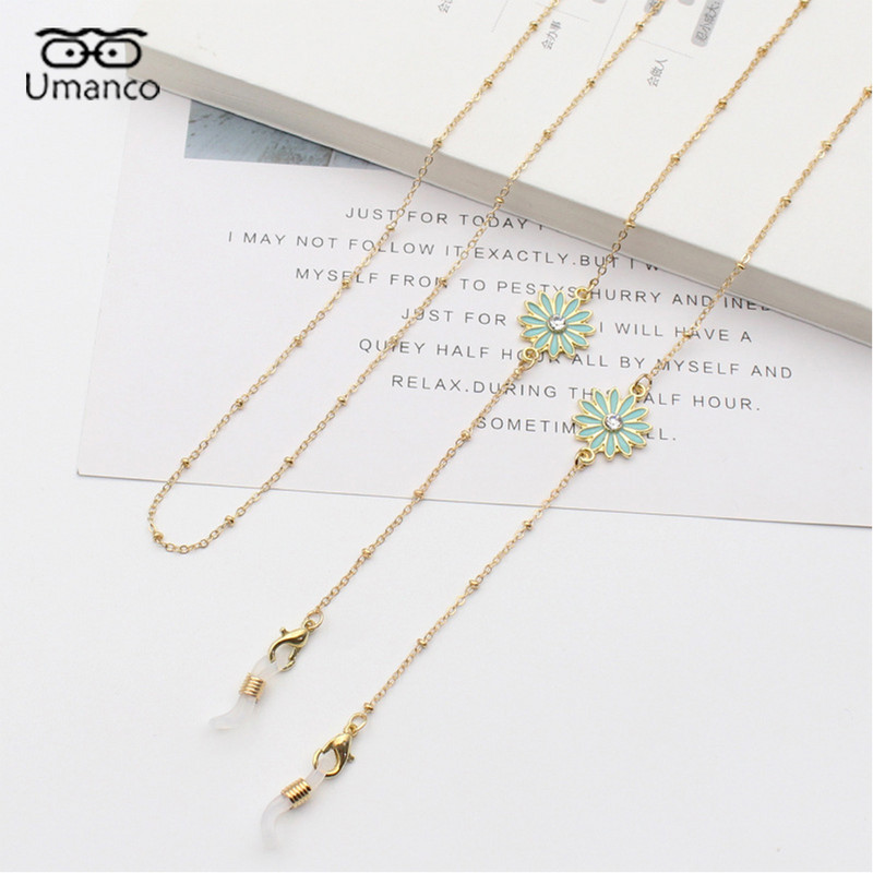 Auksinė metalinė kaukė akinių grandinėlė moterims su alyvos lašeliu Dassiy pakabukas INS saulės akinių grandinėlė kabantis papuošalų priedai